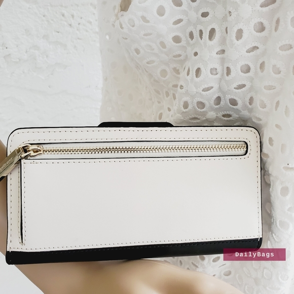 BEAUTIFUL KATE SPADE OTHER SNAP BIFOLD WALLET BLACK LARGE PARCHMENT PSY OTHER NW - Picture 3 of 5